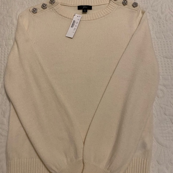 J. Crew Rhinestone IVORY sweater - Picture 3 of 3